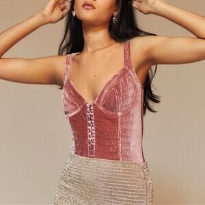 Out From Under Luna Crushed Velvet Bodysuit Size Large